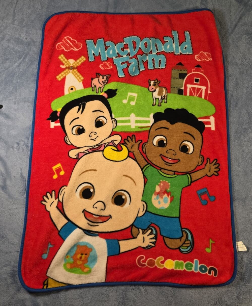 Retired CoComelon McDonald Red Farm Plush Baby Toddler Blanket 30x40 Flawless
